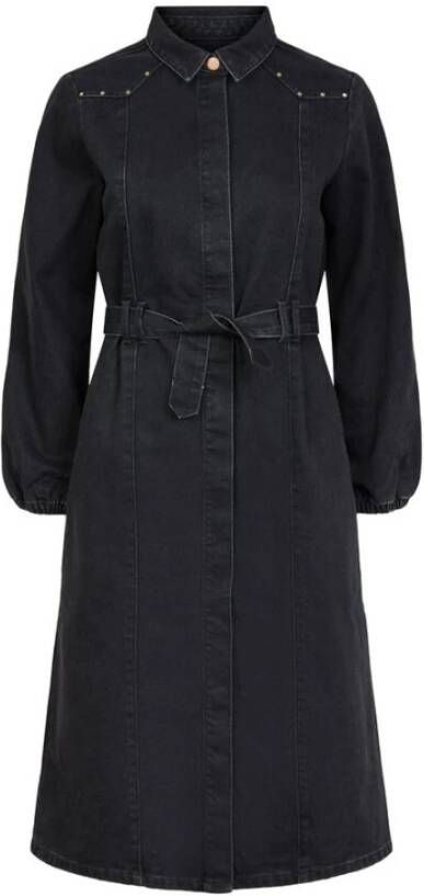 Pieces Pcrosie ls midi stud jurk vi bc , Zwart, Dames