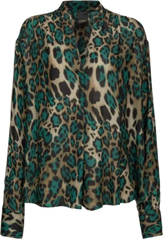 pinko Blouse Camouflage Spotted Pattern , Groen, Dames