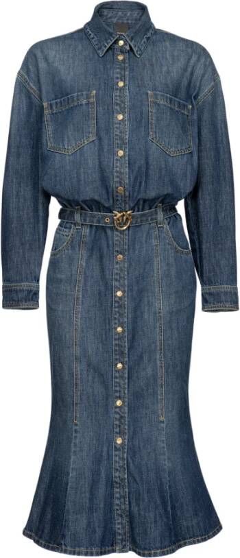 pinko Schorsjurk Pj867 Vaste Untied Denim , Blauw, Dames