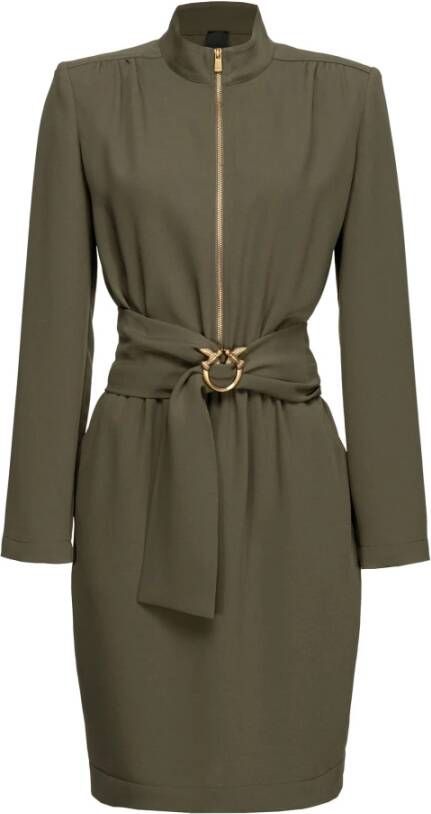 pinko Dress with zip and Love Birds belt , Groen, Dames