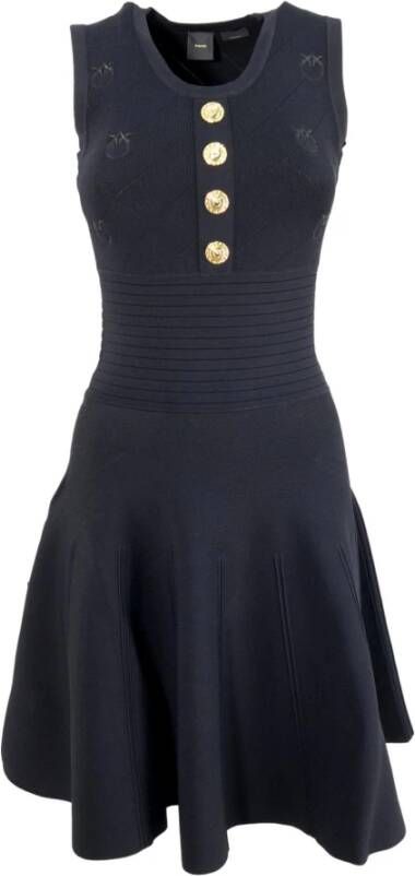 pinko Wijd uitlopende gebreide jurk met borduurwerk , Zwart, Dames