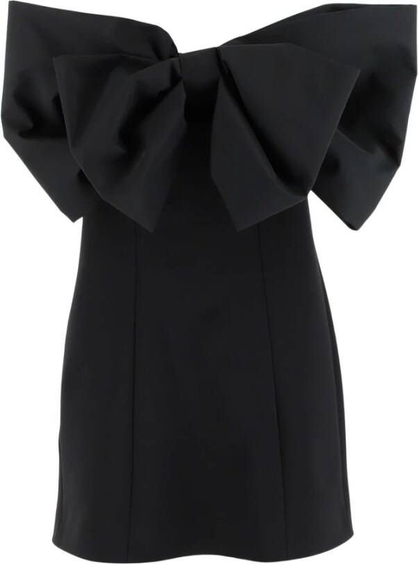 pinko Mini dress made of stretch technical crepe fabric Straight strapless neckline with maxi bow detail on front Concealed back zipper closure Slim fit Black Made in Italy Composition 96% polyester, 4% elastane , Zwart, Dames