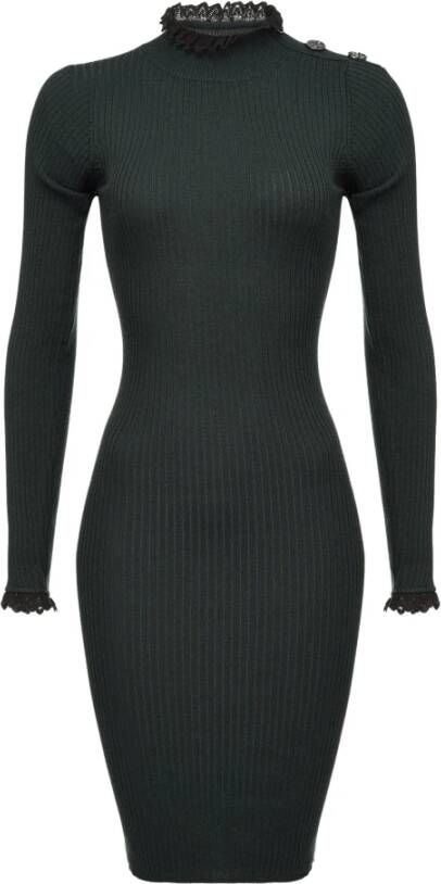 pinko Arzignano Mixed Coast Lana stretch jurk , Groen, Dames