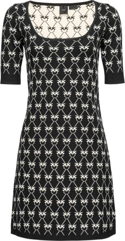 pinko Stinger Jacquard Monogram jurk , Zwart, Dames