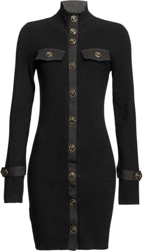 pinko Mini jurk met liefdesvogelsknoppen , Zwart, Dames