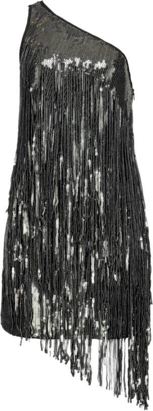 pinko Longan Paillettes jurk met franjes , Grijs, Dames