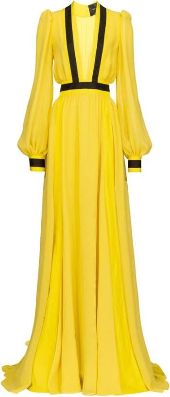 pinko Georgette jurk , Geel, Dames