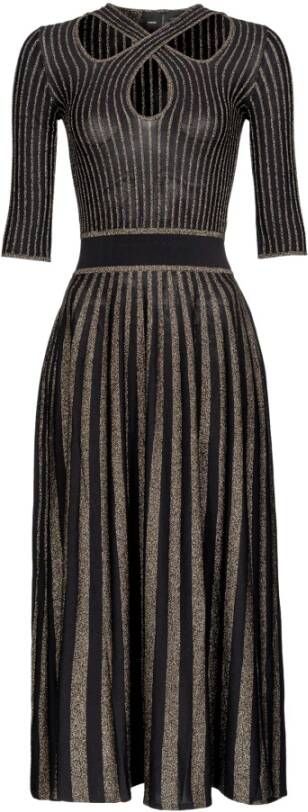 pinko Bitter tweekleurig viscose jurk , Zwart, Dames