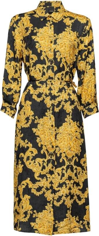 pinko Adalina Jacquard Dress Macula st. Sier , Zwart, Dames