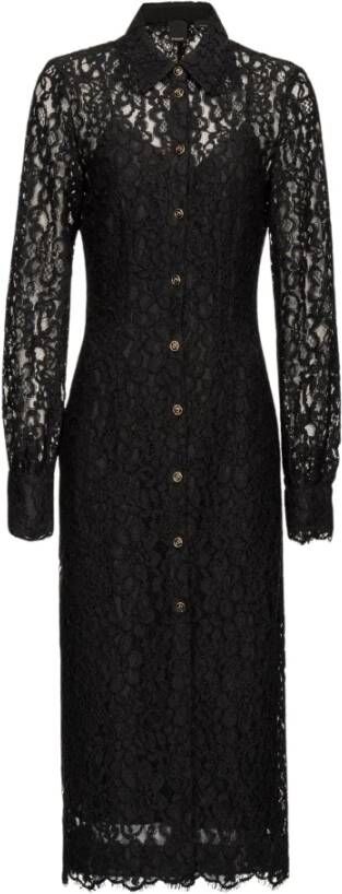 pinko Adelita katoenen ramage kanten jurk met sint jakobsschelpen , Zwart, Dames