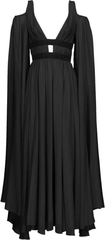 pinko Hazelnoot Georgette jurk , Zwart, Dames