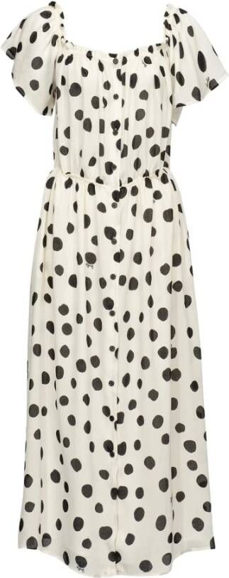 pinko Albertine Jacquard Dress st. Pois c/logo , Wit, Dames