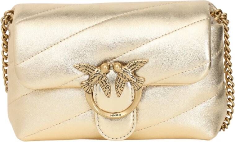 pinko Love Baby Puff Gold Crossbody BAG , Geel, Dames
