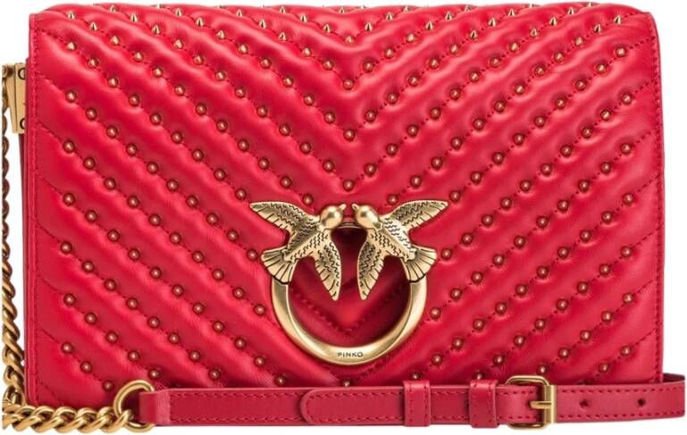 pinko Love Click Clic Sheep Nappa + Studs , Rood, Dames