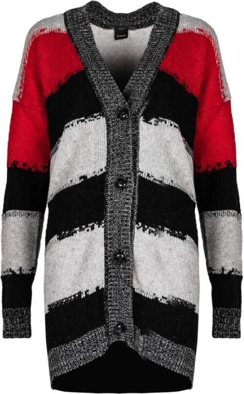 pinko Cabella Cardigan Maglia Rasata A Righe , Grijs, Dames