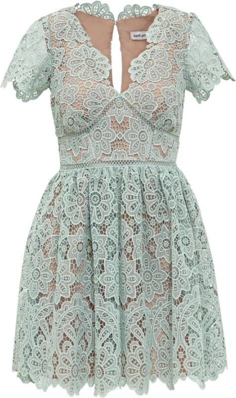Self Portrait Bloeme kant mini jurk , Groen, Dames