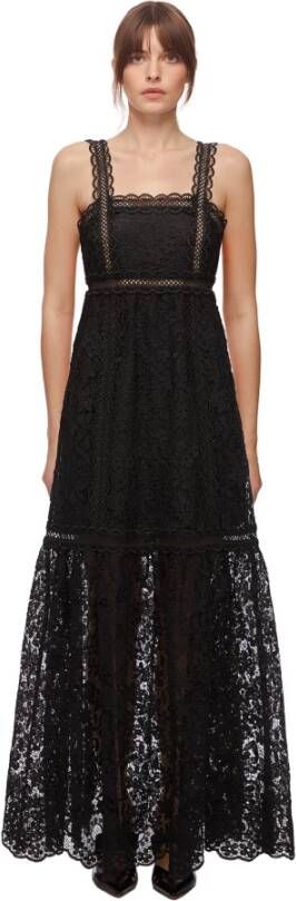 Self Portrait SS21 088L jurk grote guipur kant , Zwart, Dames