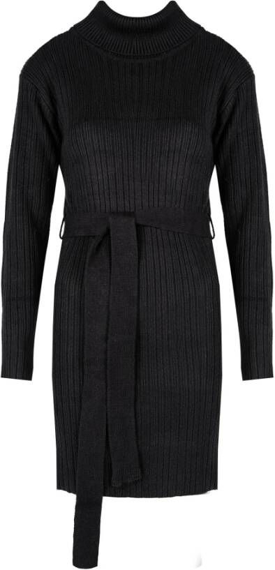 Silvian Heach Short knit dress with belt , Zwart, Dames