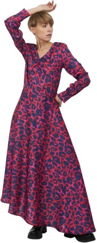 Silvian Heach Long dress with allover animal pattern , Roze, Dames