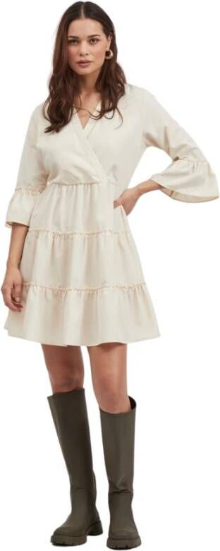 VILA A lijn jurk VIETINA van gerecycled polyester ecru