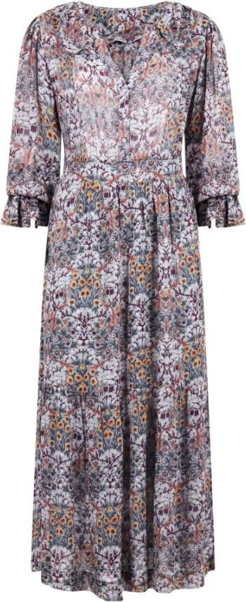 BA&SH Phoenix midi jurk met volant en print