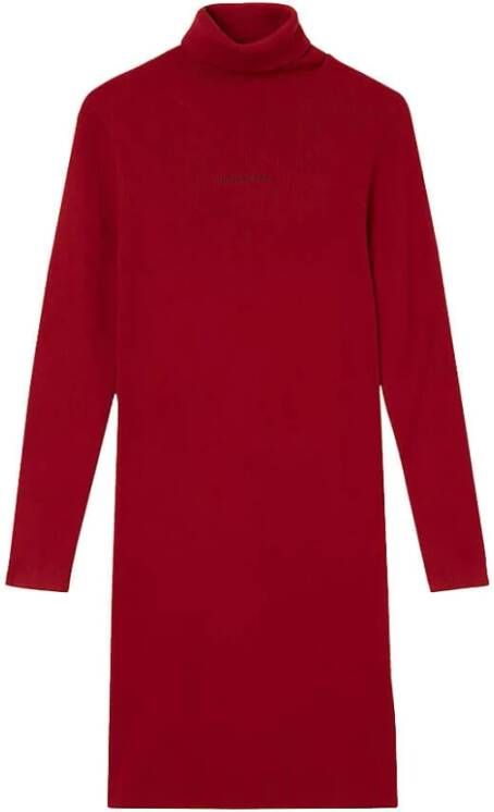 Calvin Klein High Neck Shirt Woman Micro Branding Sweatn J20J216752 XKF , Rood, Dames
