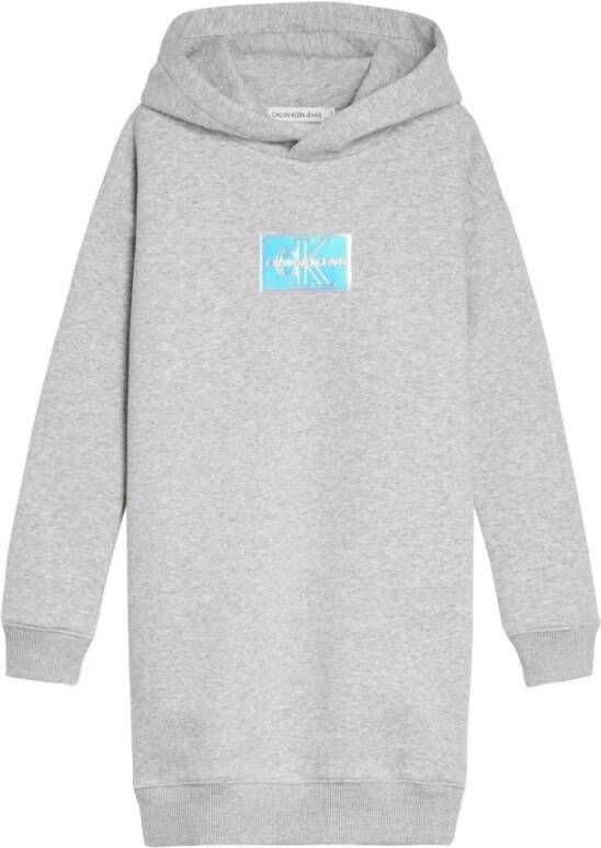 Calvin Klein LS Badge monogramjurk , Grijs, Dames
