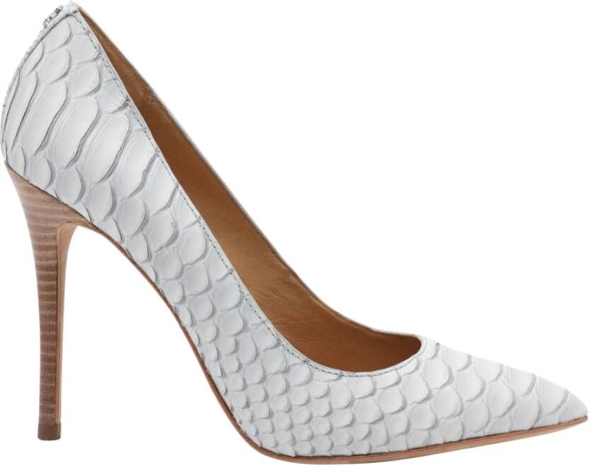 Coach Harlee Snake Effect Heels in Silver Leather Coach Pre owned, Grijs, Dames