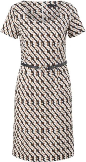 comma jurk met all over print en ceintuur