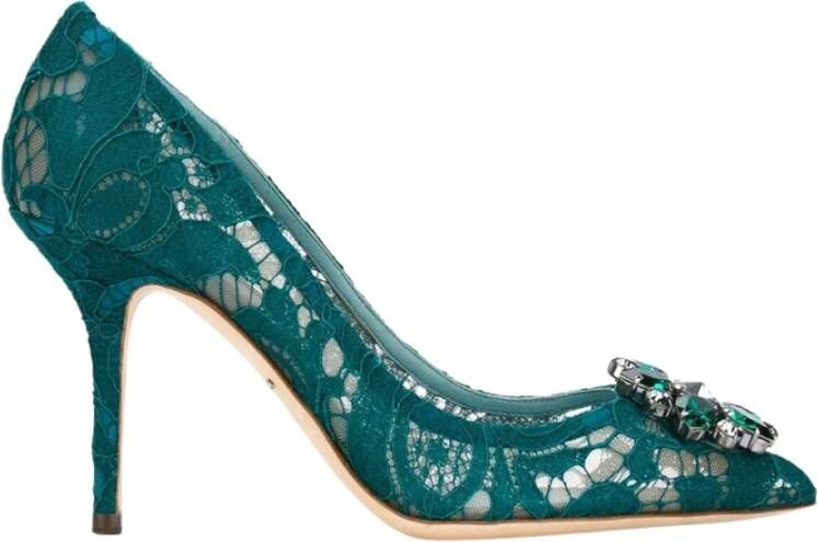 Dolce & Gabbana Kanten regenboogpompen met broche details , Groen, Dames