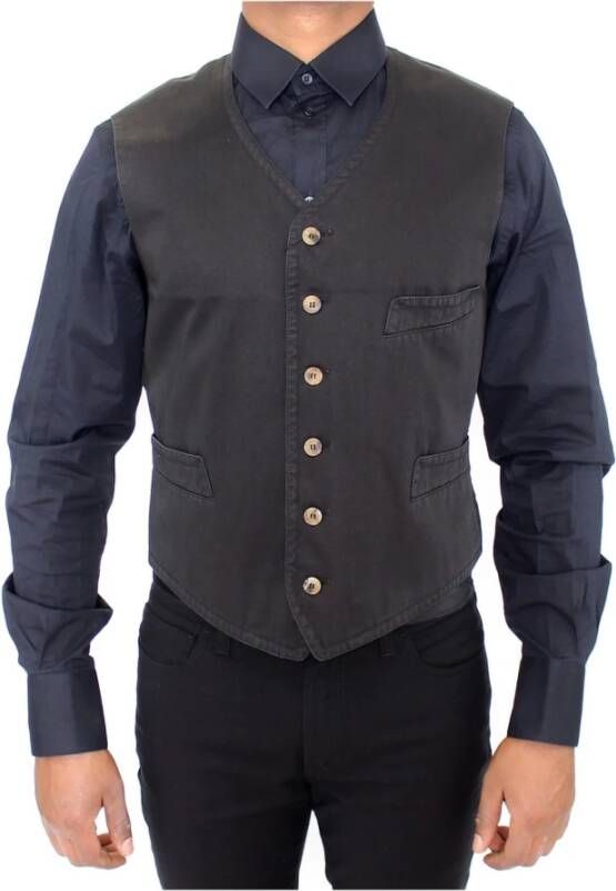 Dolce & Gabbana Katoenen blend vest , Grijs, Heren