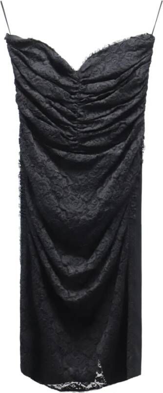 Dolce Gabbana Strapless Lace Cocktail Dress in Black Polyester Viscose Dolce & Gabbana Pre owned, Zwart, Dames