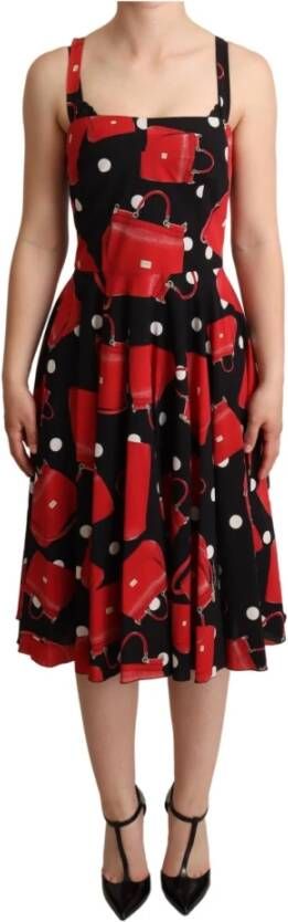 Dolce & Gabbana Tas print a line midi jurk , Rood, Dames