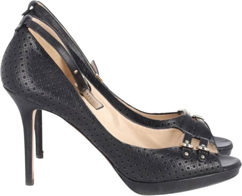 Jimmy Choo Double Buckle Open teenpompen in zwart leer Jimmy Choo Pre owned, Zwart, Dames