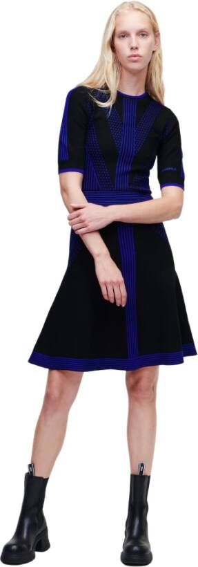 Karl Lagerfeld 3/4 mouw gebreide jurk , Zwart, Dames
