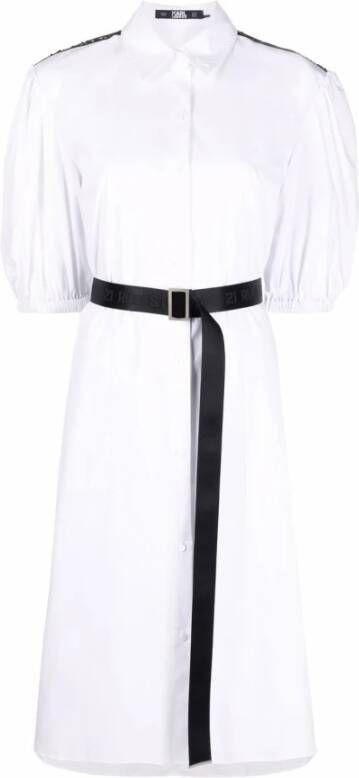 Karl Lagerfeld Papelina shirtjurk met riem , Wit, Dames