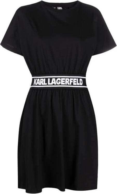 Karl Lagerfeld Logo Stripe shirt jurk , Zwart, Dames