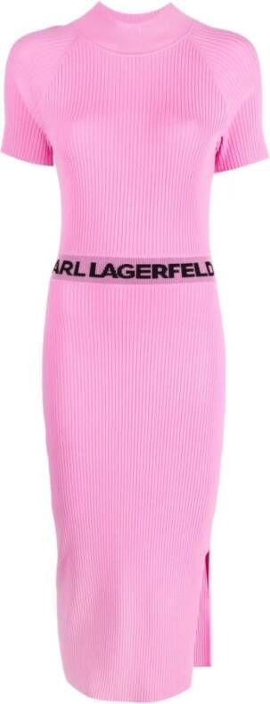 Karl Lagerfeld Sslv gebreide jurk met logo , Roze, Dames