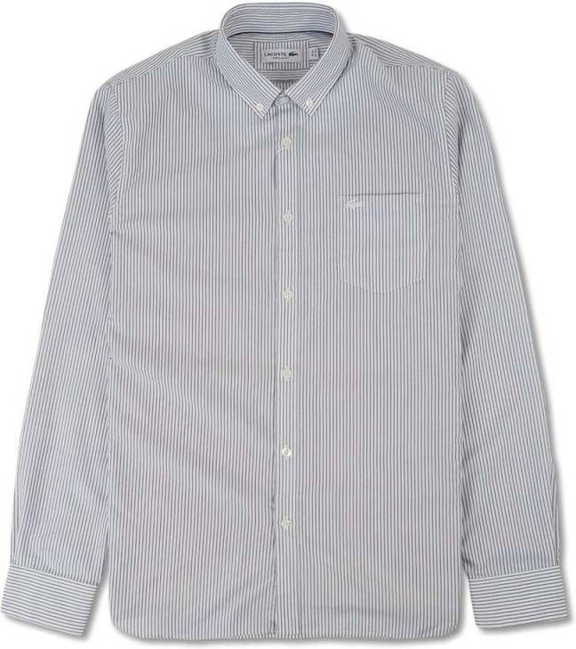 Lacoste Regular fit gestreept overhemd met lange mouwen voor heren , Grijs, Heren