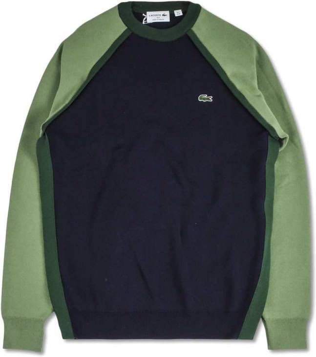 Lacoste Trui met logo en groene mouwen , Zwart, Heren