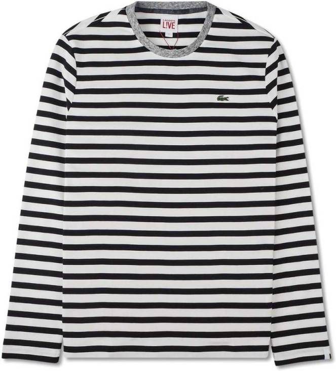 Lacoste Longsleeve T shirt met strepen , Zwart, Heren