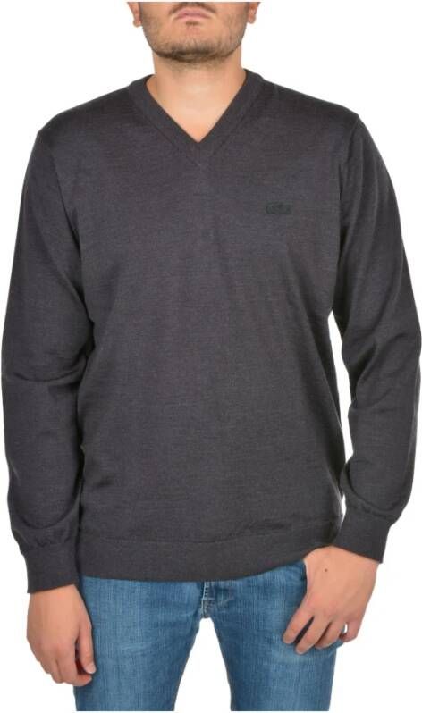 Lacoste V hals gebreide kleding , Grijs, Heren