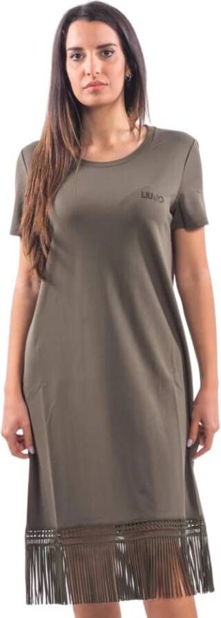 Liu Jo Jurk met franje Ta3153 J5942 , Groen, Dames