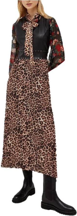 Liu Jo Lange geplooide jurk met studs , Bruin, Dames