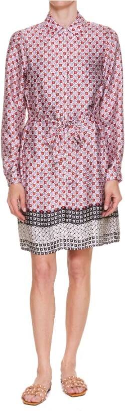 Liu Jo Midi blousejurk van satijn met grafische print en strikceintuur