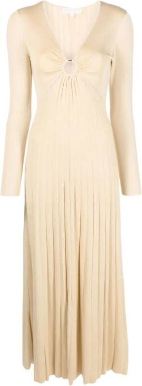Michael Kors `O Ring` V Neck Maxi Dress , Beige, Dames