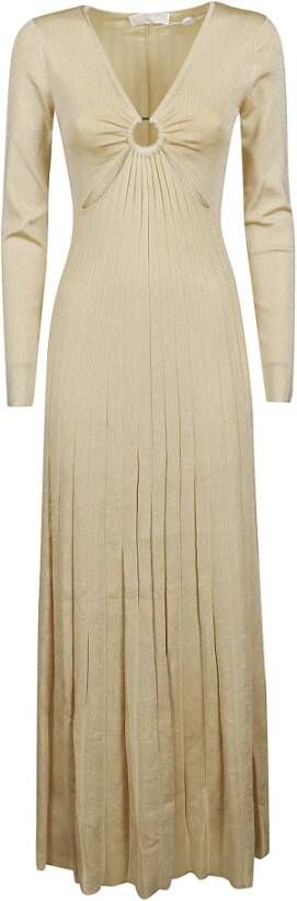 Michael Kors O Ring V Neck Maxi Dress , Geel, Dames