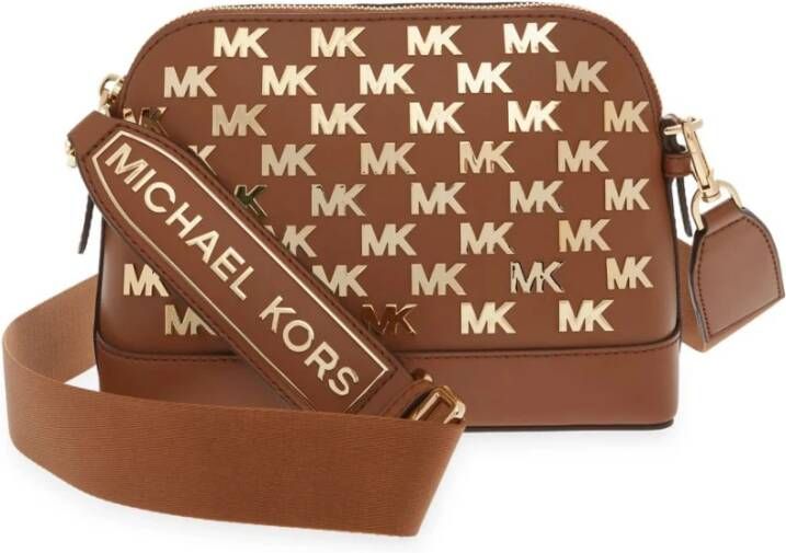 Michael Kors Jet set grote verfraaide faux lederen koepel crossbody tas , Bruin, Dames