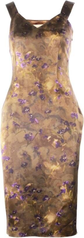 Michael Kors Wol gemonteerde midi jurk , Bruin, Dames