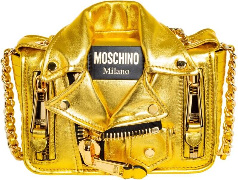 Moschino dames lederen schoudertas fietser , Geel, Dames